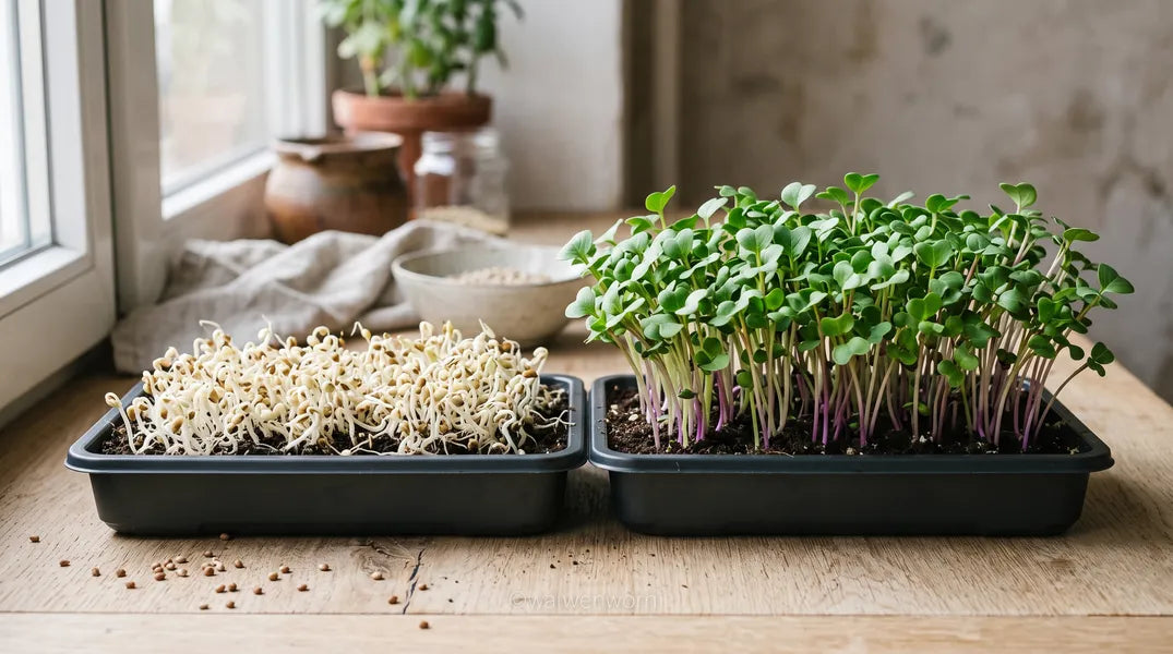 Microgreens vs Sprouts: The Definitive Comparison (From a Farm That Grows Both Sides of the Debate)